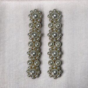 Classic Gold Tone & Faux Pearl Hair Clips 2.75 inch Set of 2